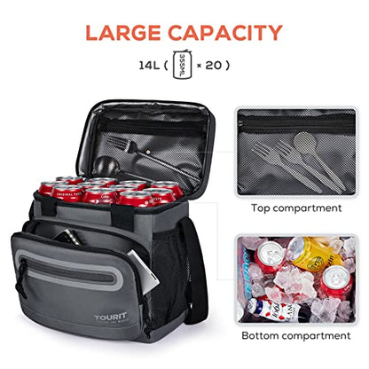 TOURIT Large Lunch Bag 14L Insulated Lunch Box Lunch Cooler for Men Women Work, Black - color: A-Dark Gray