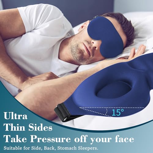 ZGGCD Sleep Mask for Side Sleeper, Light Blocking Sleeping Eye Mask for Women Men, 3D Contoured Cup Night Blindfold, Luxury Eye Cover Eyeshade with Adjustable Strap for Travel, Nap, Blue - color: Blue