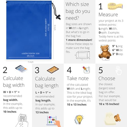 PALTERWEAR Drawstring Bag with Toggle - Nylon Cinch and Ditty Pouch Six-Pack (Blue, 7 x 9 Inch, Set of 6) - color: Blue, size: 7 x 9 Inch