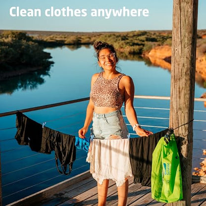 Scrubba Wash Bag - Patented Washboard-in-a-Bag™ Portable Travel Washing Machine for Camping, Backpacking, Cruises & Hotels - Pack Light, Wash Clothes Anywhere in Minutes (5 oz)
