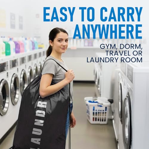 2 Pack Large Travel Laundry Bags, Blue + Pink - 24"x36” Heavy Duty Mesh Machine Washable Dirty Organizer with Drawstring for College - Holds 4 Loads - color: Blue + Pink