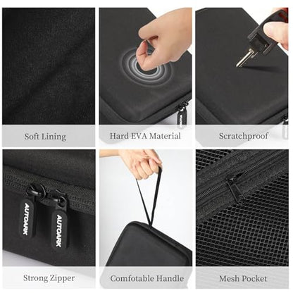 AUTOARK EVA Hard Shell Travel Eyeglasses Case,4 Adjustable Dividers,Holds 5 Glasses,Felt Lining - color: Black