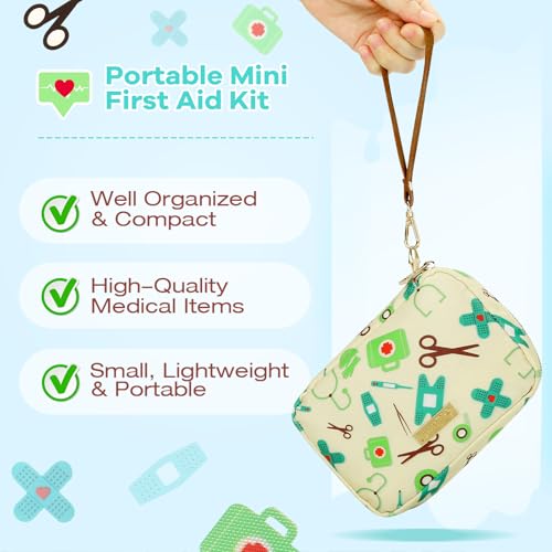 Portable Travel First Aid Kit for Kids and Adults, 143 Pieces All-Purpose Emergency First Aid Kit for Home, Car, Diaper Bag, Survival, Camping, Hiking, and More (Off-White) - color: Off-white