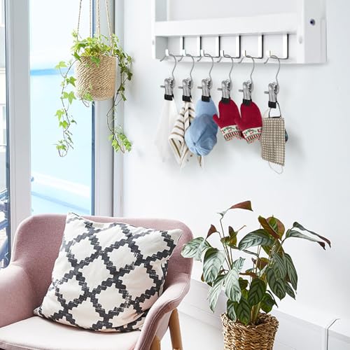 50PCS Space-Saving Clothespin, Portable 360° Rotating Stainless Steel Hanging Hook Clips Towel Clips,Laundry Hooks Hanging Clips with Clips for Home and Travel, Black - color: Black