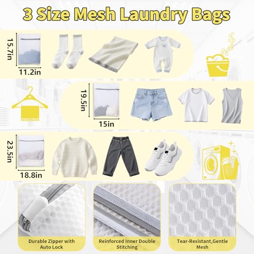 150L Laundry Bag Backpack with 3 Sizes Mesh Wash Bags and Shoulder Straps Foldable Clothes Hamper Bag with Drawstring Closure for College, Apartment, Laundromat(Yellow) - color: Yellow