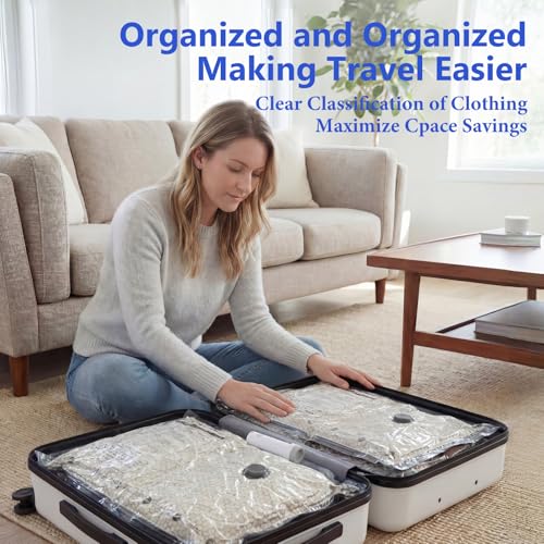 Vacuum Seal Bags for Clothing Travel with Rechargeable Air Pump, Carry-on Size Vacuum Bags for Travel, Space Saver for Clothes 48 Combo Size - size: 48 Combo Size