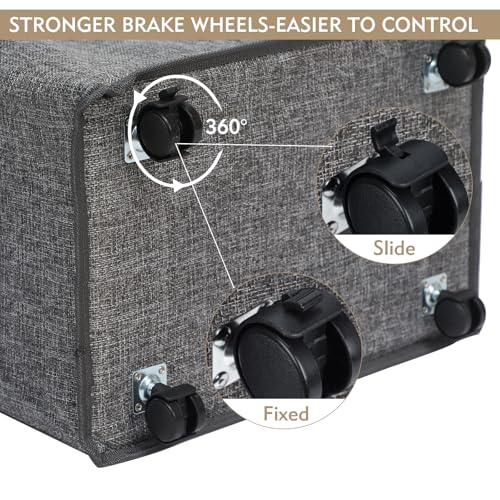 DOKEHOM 90L X-Large Laundry Basket with Removable Wash Bag on Wheels, Collapsible Rolling Laundry Hamper, Foldable Clothes Organizer, Folding Washing Bin (Linen Grey) - color: Linen Grey, size: X-Large Pro 29"