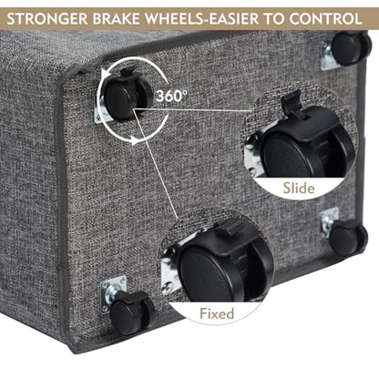 DOKEHOM 90L X-Large Laundry Basket with Removable Wash Bag on Wheels, Collapsible Rolling Laundry Hamper, Foldable Clothes Organizer, Folding Washing Bin (Linen Grey) - color: Linen Grey, size: X-Large Pro 29"