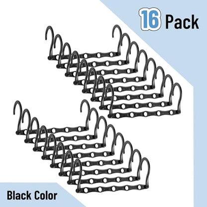 Mr. Pen- Space Saving Hangers for Clothes, 16 pcs, Black, Plastic Multi Clothes Hangers Space Saving, 5 Slots, 360° Rotating Hooks (Pack of 2) - color: Black, size: 32 Pack