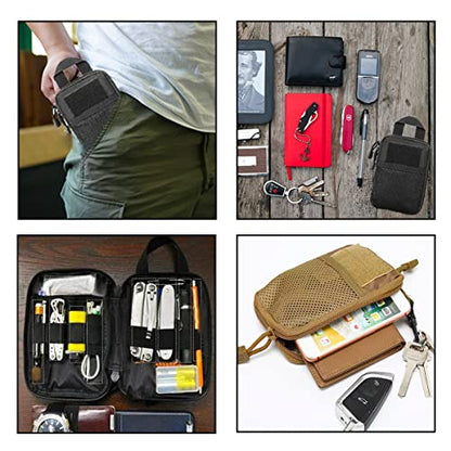 Tactical EDC Pocket Organizer Pouch, Mini Small Tool Storage Pouch Bag Portable Nylon Molle Compatible Military Utility Pouch for Electronic Accessories, Aid Kits, Multitools, Tactical Accessories