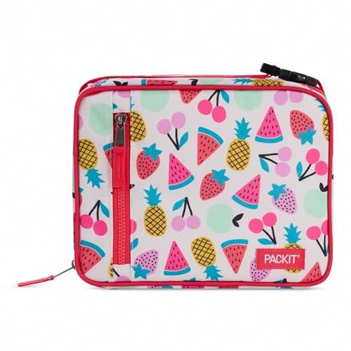 PackIt Freezable Classic Lunch Box, Fruit Toss, Built with EcoFreeze Technology, Collapsible, Reusable, Zip Closure With Zip Front Pocket and Buckle Handle, Designed for Fresh Lunch On the Go - color: Fruit Toss