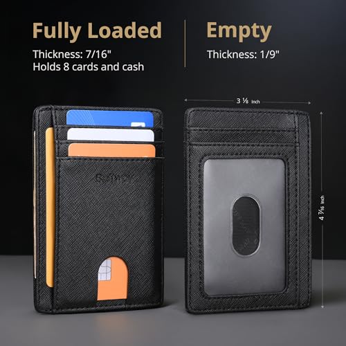 Buffway Slim Minimalist Front Pocket RFID Blocking Leather Wallets for Men and Women - Cross Black - color: Cross Black