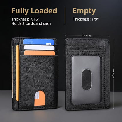 Buffway Slim Minimalist Front Pocket RFID Blocking Leather Wallets for Men and Women - Cross Black - color: Cross Black