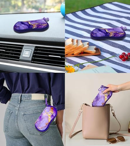 Sunglasses Case Soft Glasses Cases for Women Pouch Eyeglass Bag Eye Glass Kids Girls Sun Glasses Cute Kawaii - color: Marble Purple