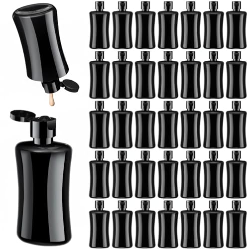 Domensi 36 Pcs Black Travel Bottles with Flip Cap Plastic Travel Toiletries Bottles Portable Leak Proof Squeeze Container Refillable Empty Cosmetic Container for Liquid Shampoo Lotions (3.4 oz,Black) - size: 3.4 oz
