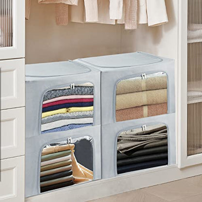 UUBEMM Clothes Storage Bins with Foldable Sturdy Frame,Stackable Storage Box for Closet Shelf Organizers for Seasonal Clothing,Blankets,Towel Bed Sheets,Toys Gift Others (Small -22L x3PACK, Grey) - size: Small -22L x3PACK