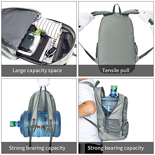 FENGDONG 35L Lightweight Foldable Waterproof Packable Travel Small Hiking Backpack Daypack for men women - color: A4-grey-upgrade