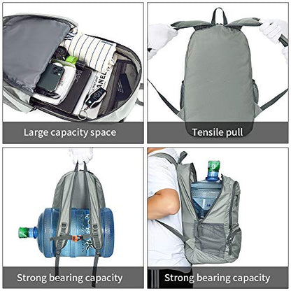 FENGDONG 35L Lightweight Foldable Waterproof Packable Travel Small Hiking Backpack Daypack for men women - color: A4-grey-upgrade