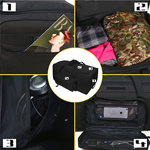 Greencity Duffel Bag Wheels Rolling Deployment Wheeled Military Suitcase Heavy-Duty Extra large deployment bag Capacity 32 Inch，Black - color: Black