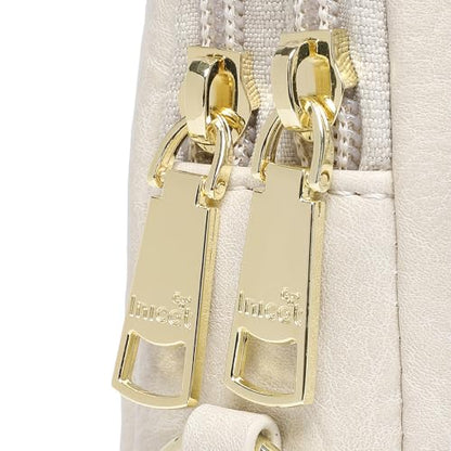 Haytijoe Small Anti Theft Crossbody Bag for Women Faux Leather Lightweight Sling Bags RFID Blocking Fanny Pack for Travel - color: Apricot Light