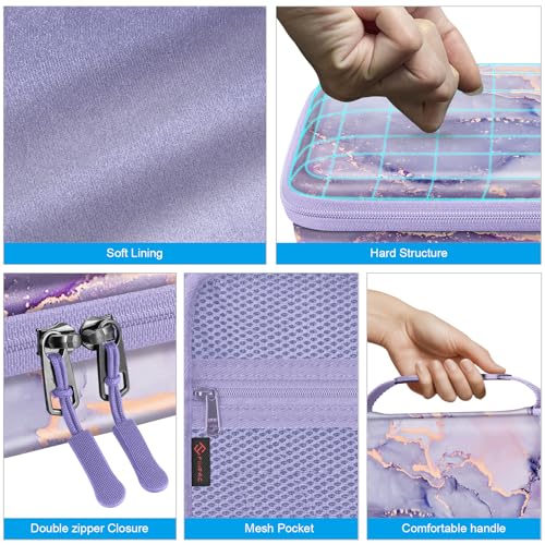 Fintie Travel Sunglasses Organizer Case with 8-Slot Adjustable Compartments, Hard EVA Eyeglasses Storage Bag for Men Women, Lilac Marble - color: lilac marble