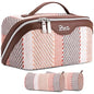 BOYATU Travel Makeup Bag Cosmetic Bag for Women: 3 Pcs Set Make up Bag with Compartments - Waterproof Vegan Leather Toiletry Bags with Handle - Makeup Organizer for Travel Essentials(C-5-Coffee) - color: C-5-Coffee