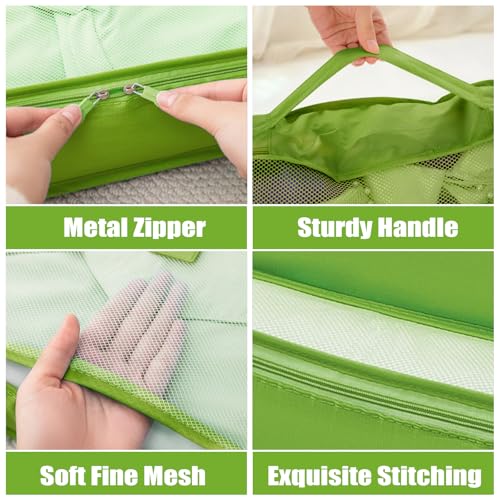 6 Set Packing Cubes for Travel Luggage Organizer Bags Reusable washable Suitcase Packing Cubes Set Travel Accessories Essentials (Green) - color: Green