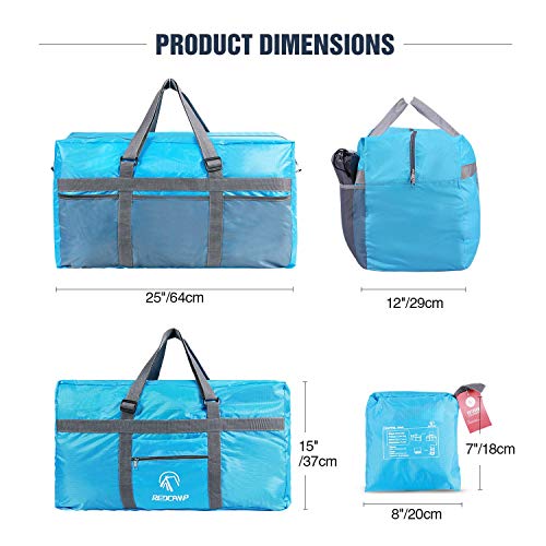 REDCAMP Foldable Travel Bag, Large Sports Bag, 75L/96L/100L, Lightweight Waterproof Tote Bag - color: 75L/Blue