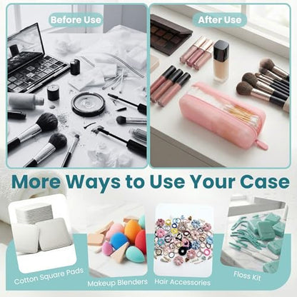Cotton Pad Swab Travel Case, 2-in-1 Waterproof Organizer, VISFRESH (Pink) - color: Pink
