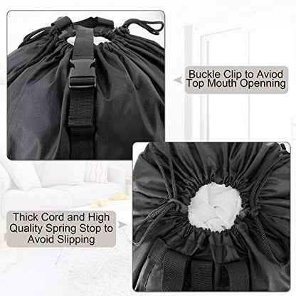 BeeGreen Laundry Bag Backpack w Adjustable Shoulder Straps College Dorm Essentials w Drawstring Closure for Travel Camp Heavy Duty Laundry Hamper Backpack Portable w Handle Xlarge Black - color: Black, style: With Front Zipper Pocket