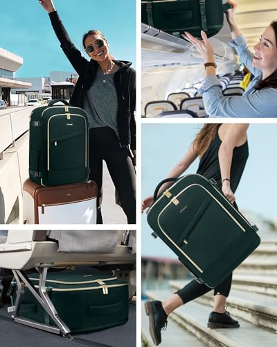 LOVEVOOK 40L Travel Backpack for Women, Carry On Flight Approved, Large Personal Item Bag, Fits 17 Inch Laptop, TSA Approved Luggage with 3 Packing Cubes, Waterproof Weekender Gym Backpack - color: Deepgreen, size: 40L