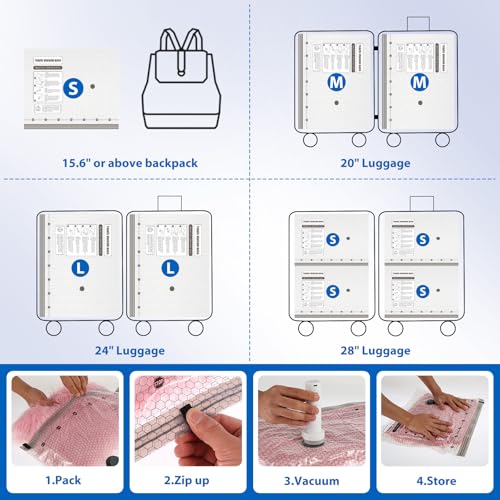 12 Combo Vacuum Storage Bags with Electric Pump (4 Large, 4medium, 4 Small) Travel Clothes Space Saver Bags, Compression Airtight Seal Bags for Clothing, Pillows, Comforters(12PCS with electric pump)