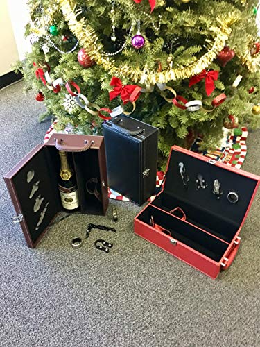 Lifestyle Top Handle Travel Two-Bottle Wine Carrier Case with 4 Piece Wine Accessory Set (Black) - color: Black
