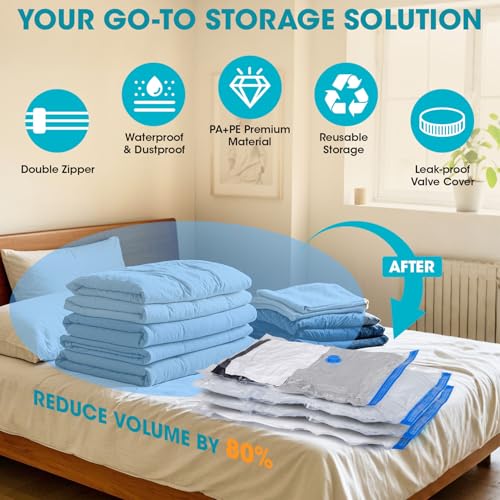 20 Pack Vacuum Storage Bags with Electric Pump, Compression Space Saver Vacuum Seal Bags 4 Jumbo/4 Large/4 Medium/4 Small/4 Roll Up Bags for Clothing Travel Comforters Blankets Pillows Bedding Duvets - color: Electric Pump