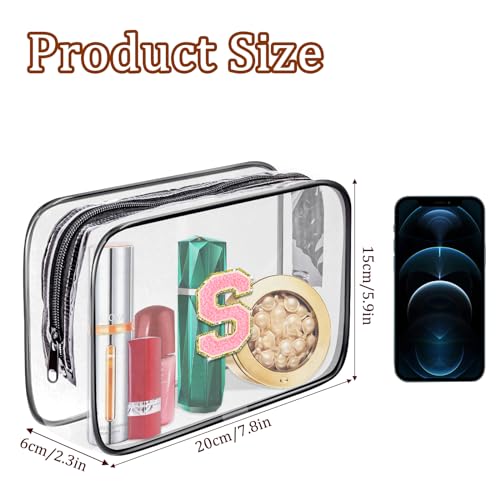 Clear Toiletry Bag,Portable Travel Toiletry Bag,Chenille Letter Cosmetic Bag with Zipper,Waterproof Makeup Bag,Cosmetic Storage Organizer for Women Men,Travel Essentials (Black,Y) - size: Y
