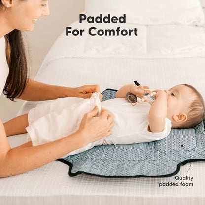 KeaBabies Portable Diaper Changing Pad, Travel, Car - Large Waterproof Baby Changing Mat, Wipeable, Padded, On The Go Travel Diaper Clutch Bag, Easy to Use Pockets for Newborn Essentials (Black Geo) - color: Black Geo