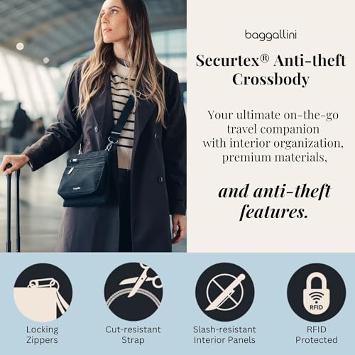 Baggallini Securtex Anti-Theft Crossbody - color: Indigo Petal
