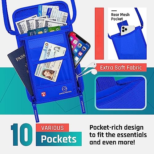 Neck Wallet, Travel Pouch For Passport Holder And Documents, Travel Neck Wallet For Traveling Women. - color: Blue