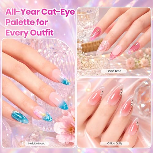 Beetles Cat Eye Gel Nail Polish Set - Timeless Gleam 20 Colors Glitter Cat Eye Gel Nail Kit Nude Pink Red Blue Brown Black Magnetic Base Matte Glossy Top Coat Soak Off UV Manicure Salon Gift for Women - color: 0-0-0-Timeless Gleam
