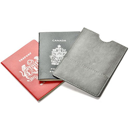 XEYOU Passport Holder Cover - Ultra Slim Premium Vegan Leather Travel Wallet Case Cover (Grey) - color: Grey