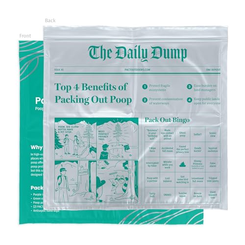 PACT Pack Out Kit - Camping Poop Kit Includes Wet Wipes, Smell Proof Disposal Bags, Hand Wipes, Poop Powder for Odor and Human Waste Bags for Camping and Backpacking