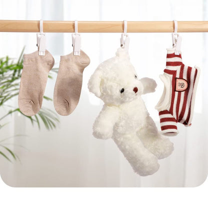 VinBee 20 PCS Laundry Hooks with Clips Super Strong Plastic Home Travel Swivel Hanging Hanger Closet Organizer Clamps Socks Boot Bras Towels for Bathroom Wardrobe Kitchen Office - 4.3 Inches (White) - color: White