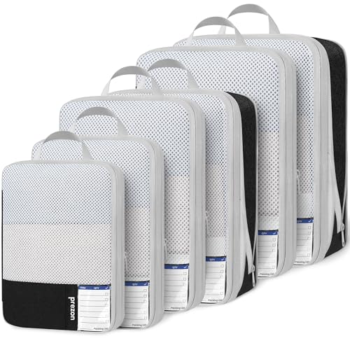 Compression Packing Cubes for Travel, Lightweight Vacation Travel Essentials, Travel Accessories for Suitcase Organizer Bags Set, Durable Luggage Organizer - color: Pure Black, size: 6 set-EVA