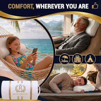 2-Pack Travel Memory Foam Pillow, Camping, Cervical for Pain, Contour, Pillow for Neck and Shoulder, Neck - size: Travel 18 x 12 x 5" (2-pack)
