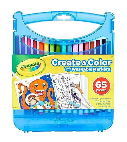 Crayola Super Tips Coloring Art Case with Coloring Pages, Kids Gift, 65+ Pieces, Packaging May Vary - style: Super Tips Markers
