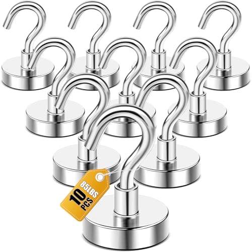 DIYMAG Garage Storage Hooks 10 Pack, 85lbs 2026 Cruise Cabin Ship Essentials Magnetic Hook Heavy Duty Strong Wall Mount Magnets Fridge for Classroom Wall Mount Kitchen Grills Silver - color: Silver, size: 0.98in