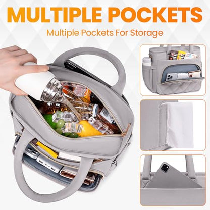 Artelaris Lunch Bag Women, Adult Insulated Lunch Box, Leakproof Lunch Cooler Bag, Reusable Large Lunch Cooler for Work, Picnic, Travel (Grey) - color: Gray
