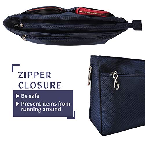 Vercord Expandable Nylon Handbag Purse Organizer Insert Liner Shaper Bag in Bag Navy XLarge - color: Navy, size: X-Large