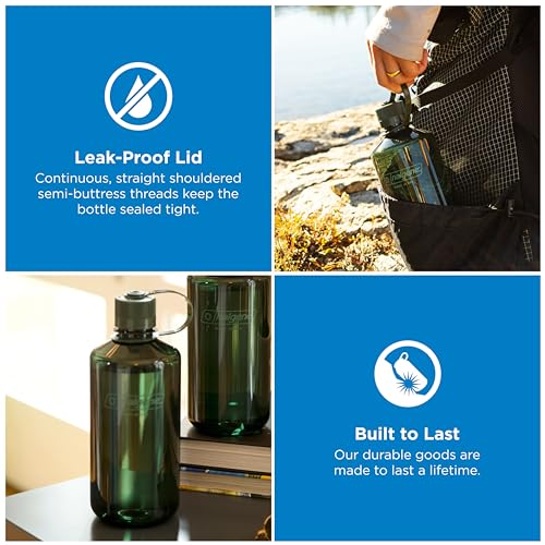 Nalgene 32 oz Narrow Mouth Water Bottle | BPA-Free, Durable & Leak Proof, Lghtweght Bottle for Hkng, Gym & Travel, Jade - color: Jade, size: 32 Ounces
