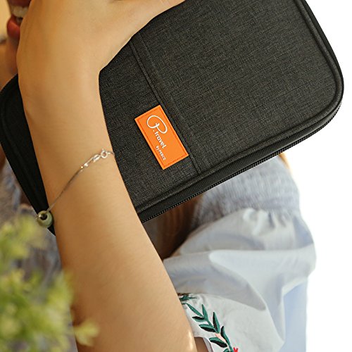 VanFn RFID Travel Passport Wallet, Family Passport Holder, Trip Document Organizer P.Travel Series - color: Pure Black